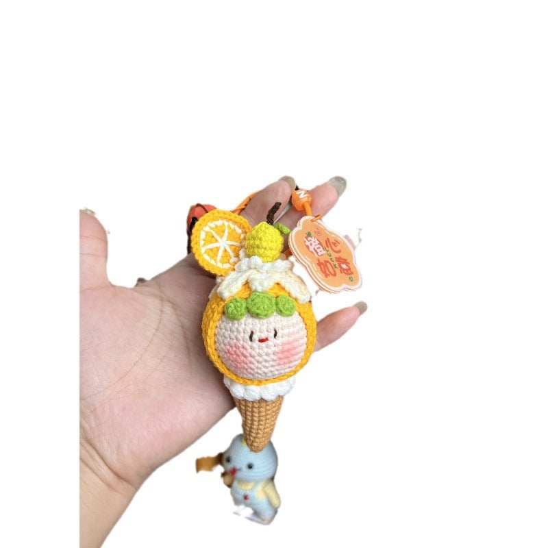 Giftwowo Handmade Yarn Crochet Pom-Pom Doll, Finished Soft and Cute DIY Keychain, Personalized Accessories, Adorable Plush Figurine