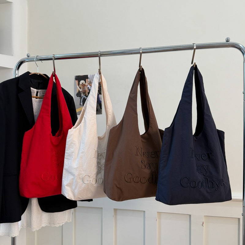 Giftwowo 1PC Large Capacity Embroidered Shoulder Bag – Fashionable & Versatile Canvas Tote, Underarm Bag for Students & Class