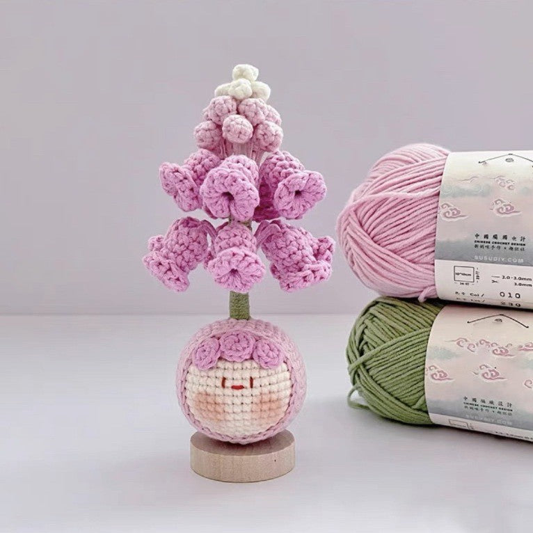 Giftwowo Knitted Flower Bouquet Pom-Pom Ornament, Handmade Yarn Crochet Doll, Cute and Unique Gift