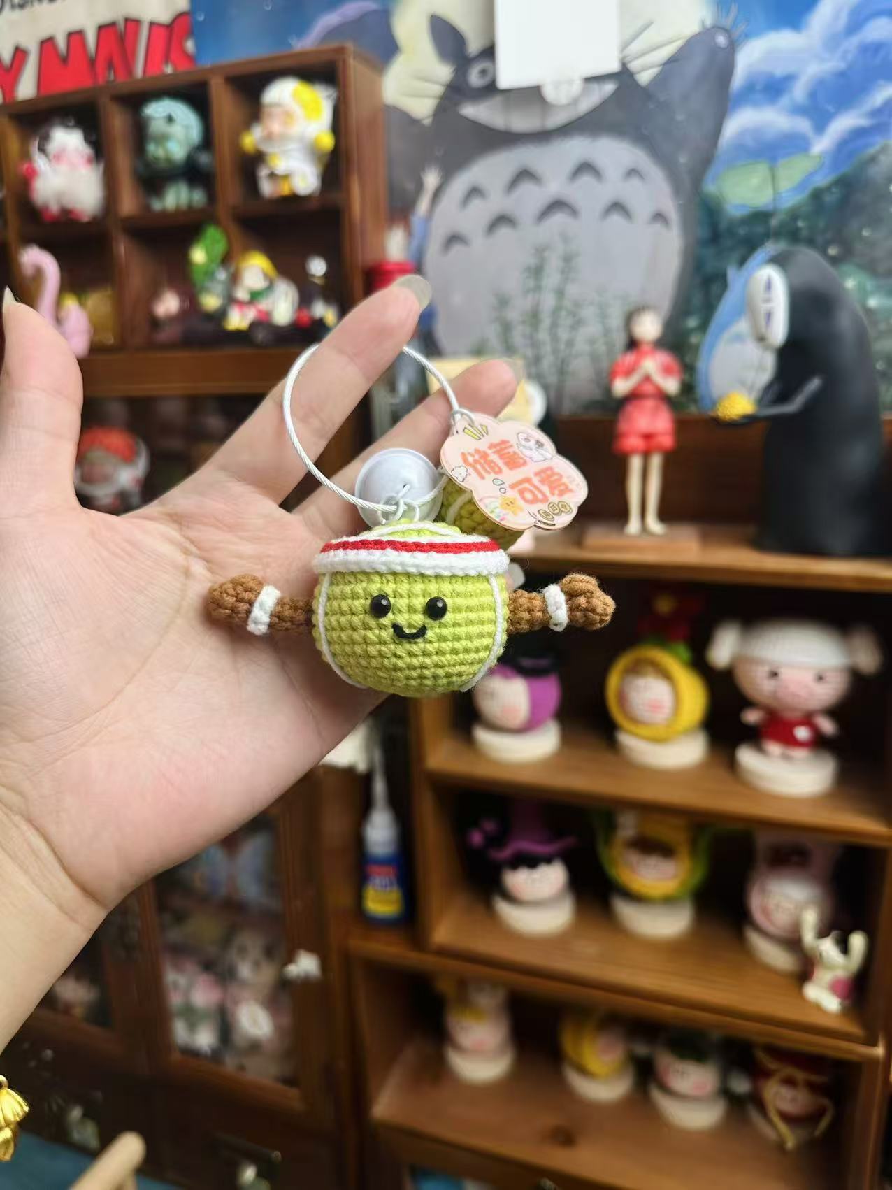 Giftwowo 1PC Handmade Yarn Crochet Pom-Pom Keychain Bag Accessory Pendant Gift Series - Creative Craft for Gifting