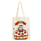 Giftwowo 1PC Cartoon Santa Canvas Bag – Large Capacity Tote for Students, Christmas Gift Bag, Reusable Shoulder Bag
