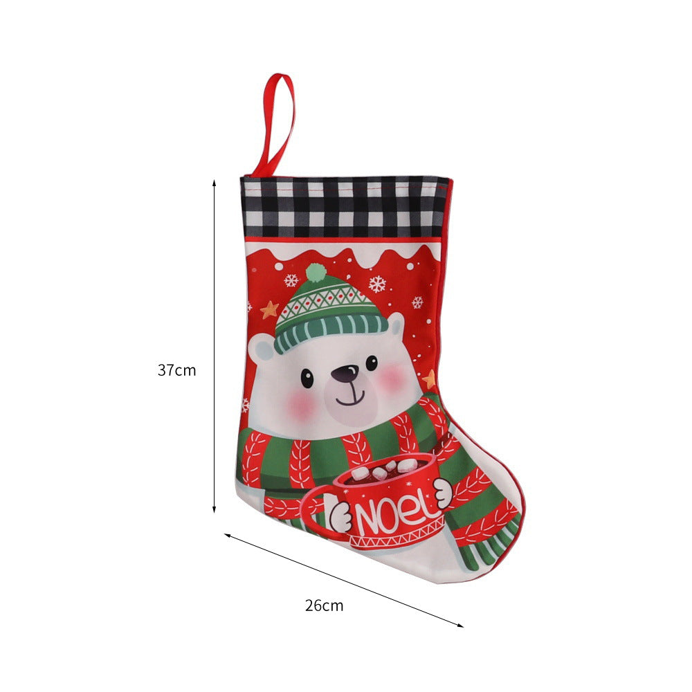 Giftwowo 1PC Cloth Christmas Stockings Multicolor Large Capacity Xmas Decorations Bag Durable DIY Red Fireplace Hanging