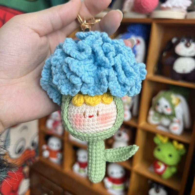 Giftwowo Knitted Flower Bouquet Pom-Pom Ornament, Handmade Yarn Crochet Doll, Cute and Unique Gift