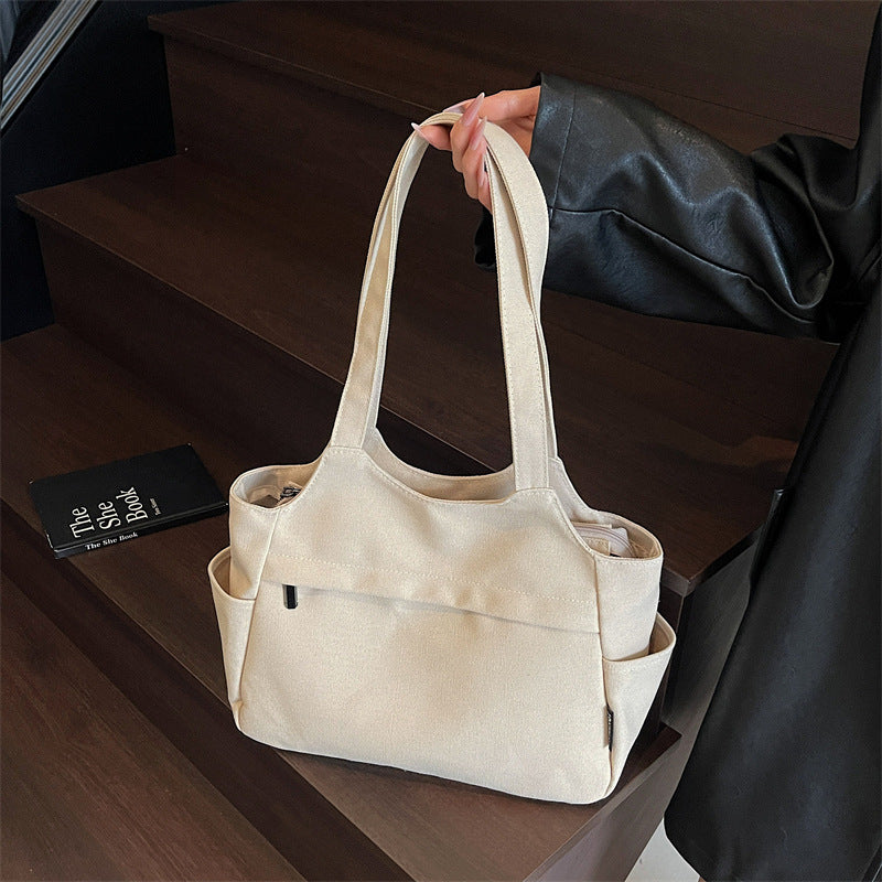 Giftwowo 1PC Canvas Bag for Women, Versatile Casual Tote Bag, Large Capacity Commuter Shoulder Handbag for Students, Classroom Tote