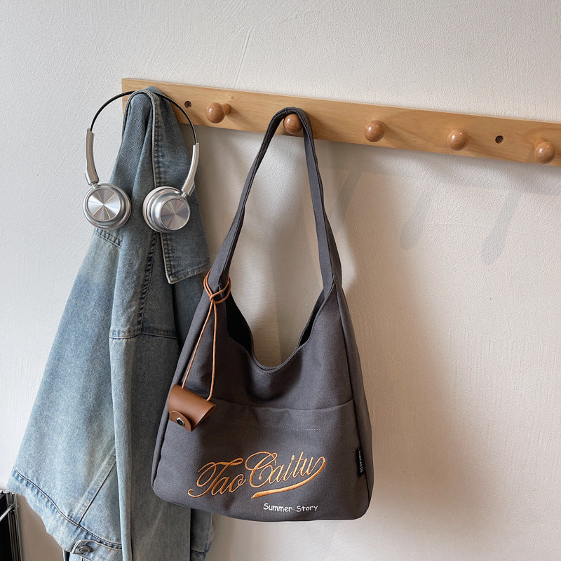 Giftwowo 1PC Red Girls Shoulder Bag Casual Canvas Tote Bag Wommen Shopping Bag Large Capacity College Style