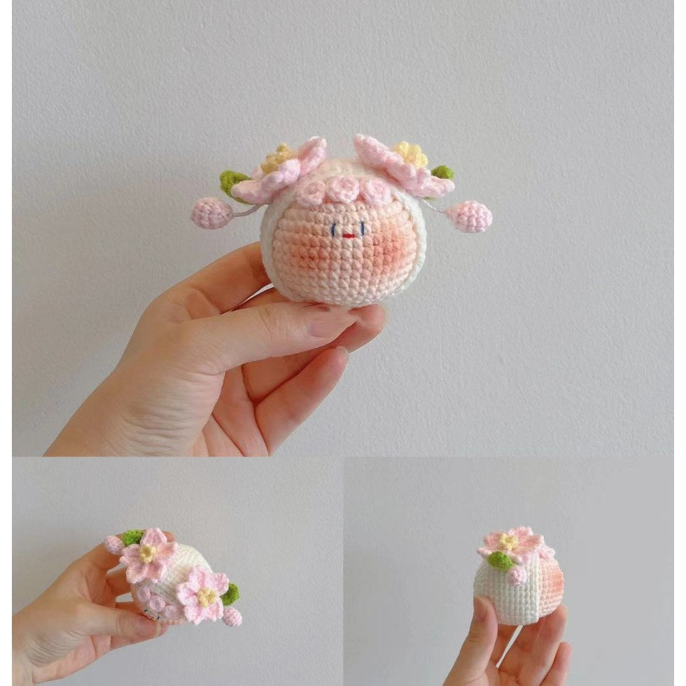 Giftwowo Handmade Yarn Flower Bouquet Dumpling Decoration – Finished DIY Crochet Gift for Teachers, Holiday Gift Idea