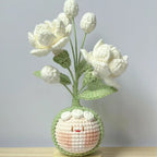 Giftwowo Handmade Yarn Flower Bouquet Dumpling Decoration – Finished DIY Crochet Gift for Teachers, Holiday Gift Idea