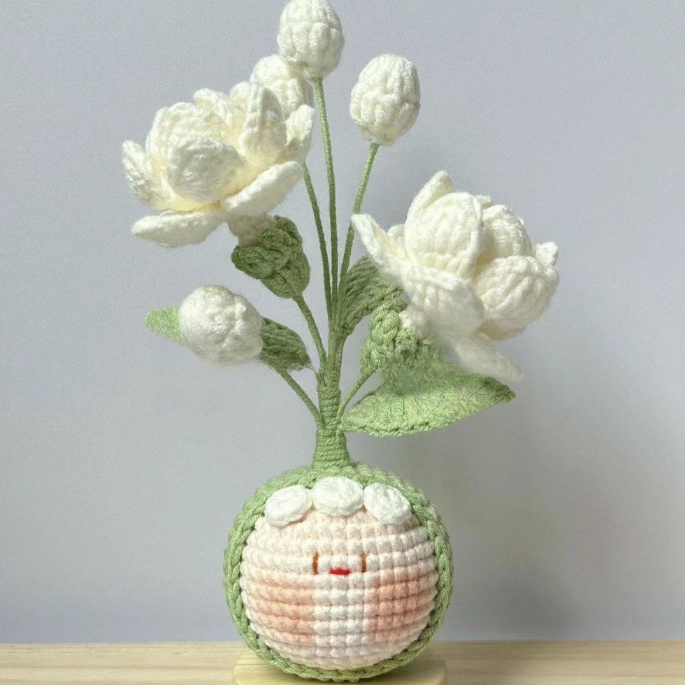 Giftwowo Handmade Yarn Flower Bouquet Dumpling Decoration – Finished DIY Crochet Gift for Teachers, Holiday Gift Idea