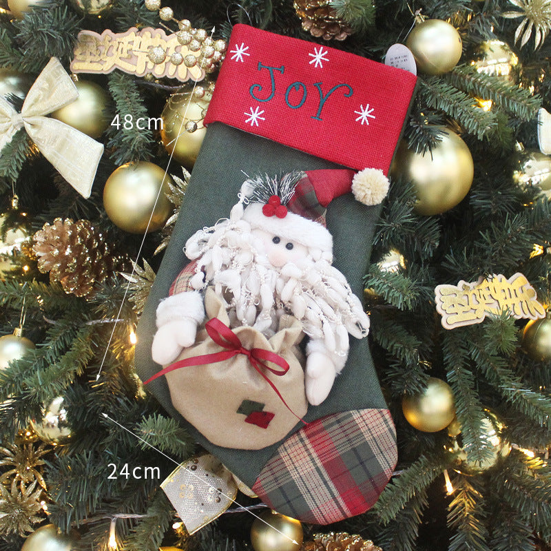 1PC Christmax Stocking Large Plush Socks Gift Socks Candy Socks Christmas Eve Bag Xmas Decorations