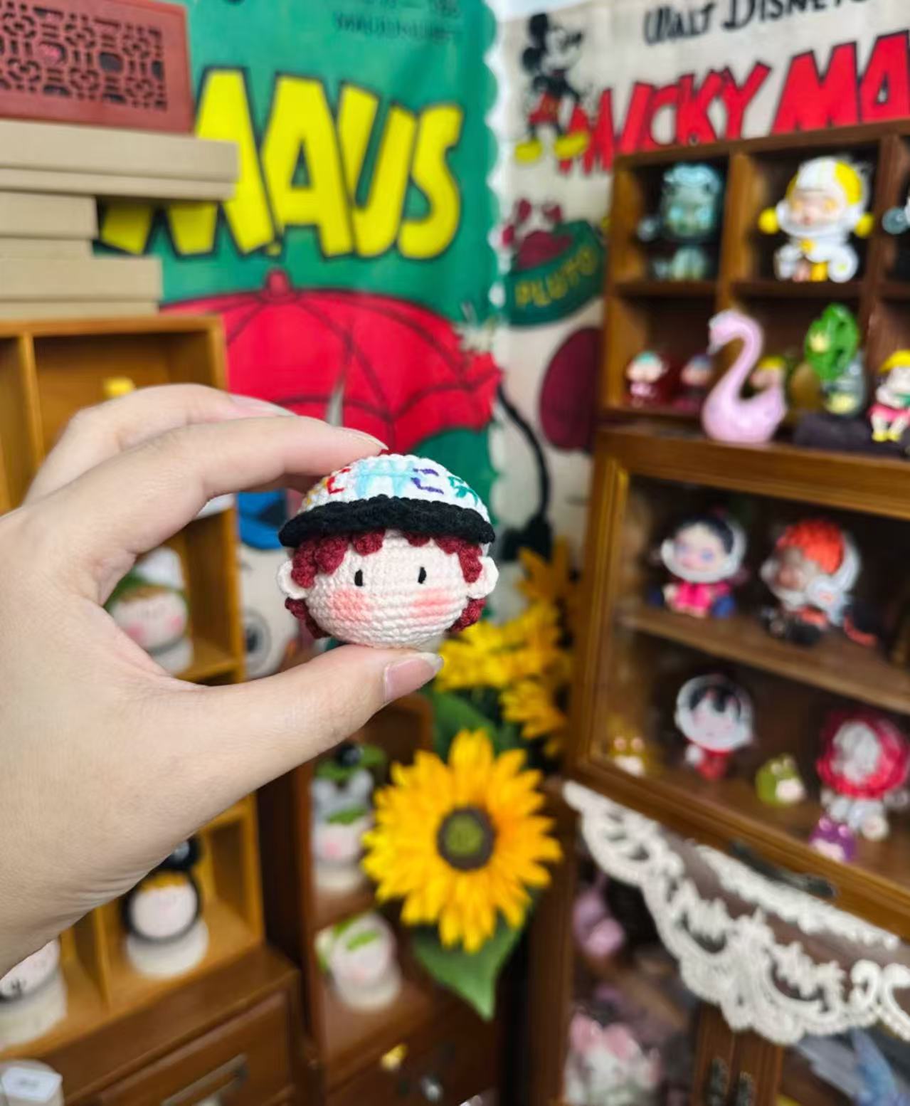 Giftwowo 1PC Handmade Crochet Yarn Doll Keychain, Figurine, Headband, Car Charm, Hair Accessory