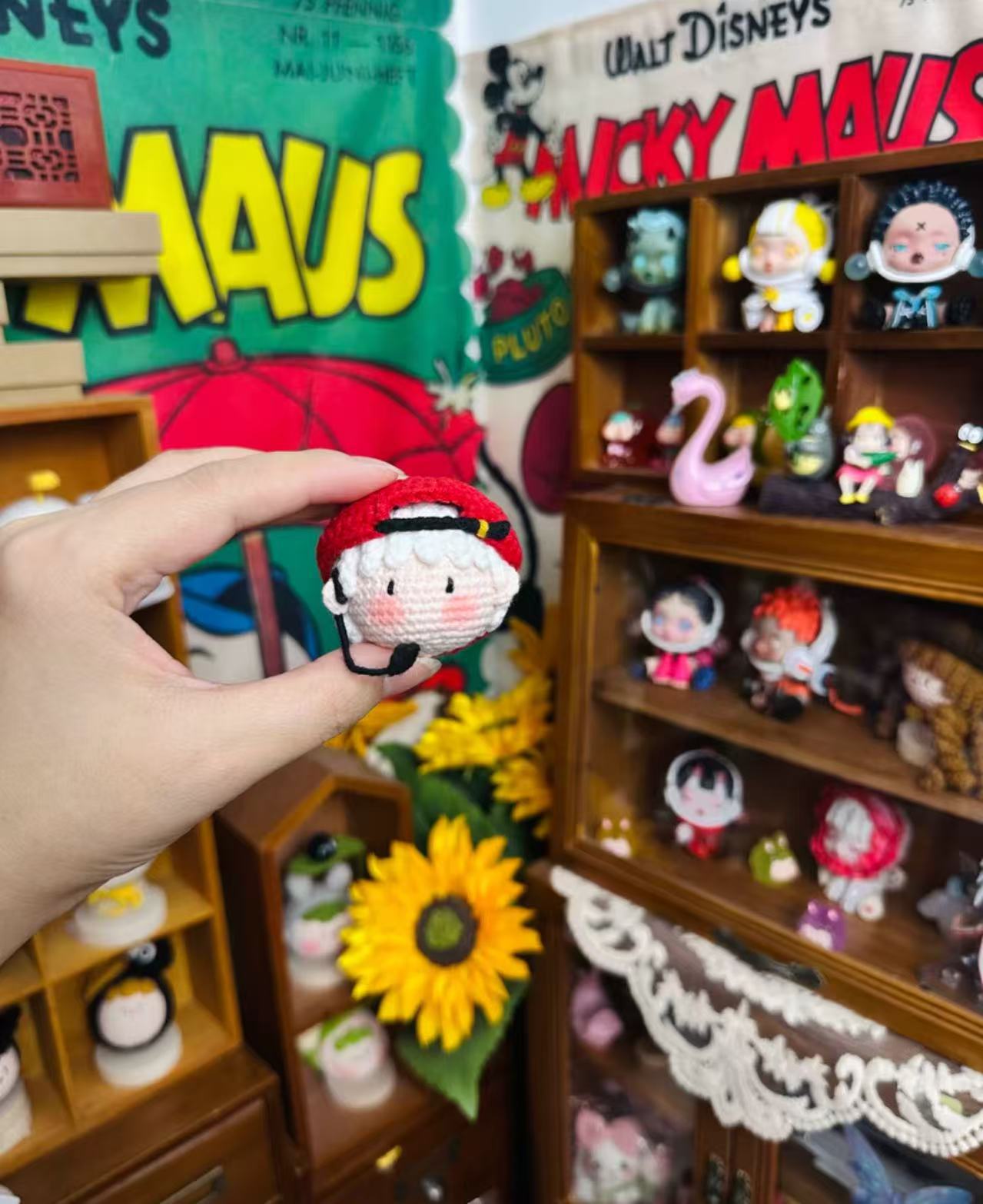 Giftwowo 1PC Handmade Crochet Yarn Doll Keychain, Figurine, Headband, Car Charm, Hair Accessory