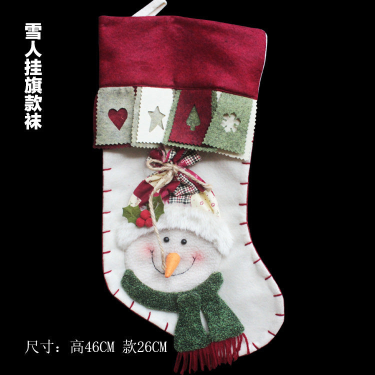 1PC Christmax Stocking Large Plush Socks Gift Socks Candy Socks Christmas Eve Bag Xmas Decorations