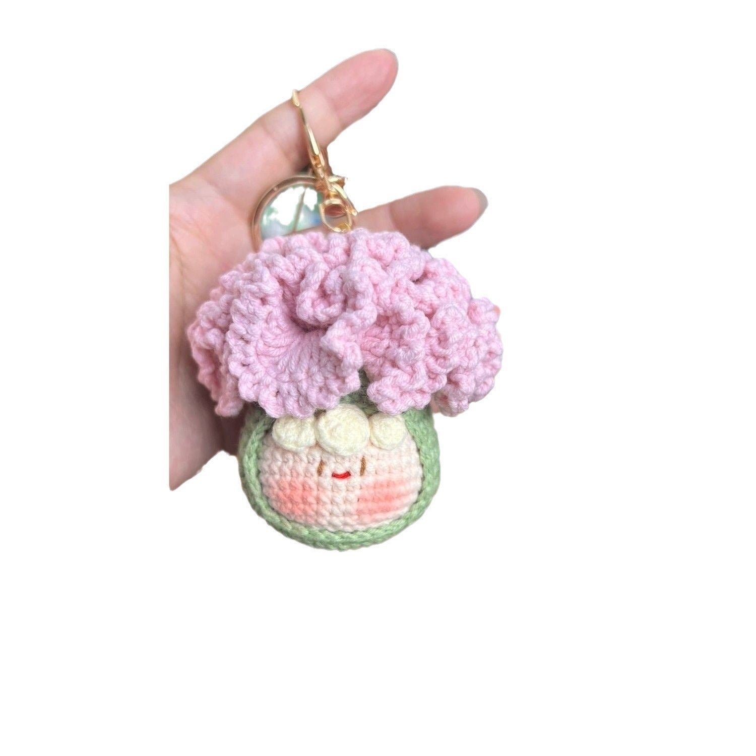 Giftwowo Finished Knitted Crochet Flower Pom-Pom Ornament, Handmade Unique Gift for Valentine's Day and Teacher's Day