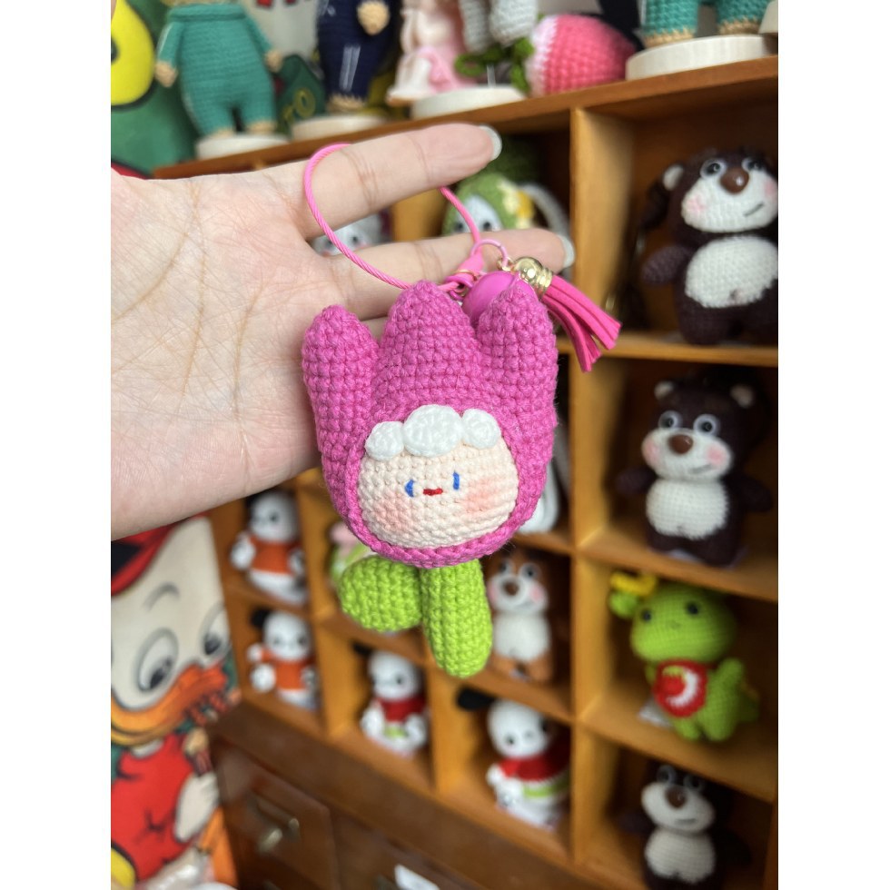 Giftwowo Handmade Yarn Flower Bouquet Dumpling Decoration – Finished DIY Crochet Gift for Teachers, Holiday Gift Idea