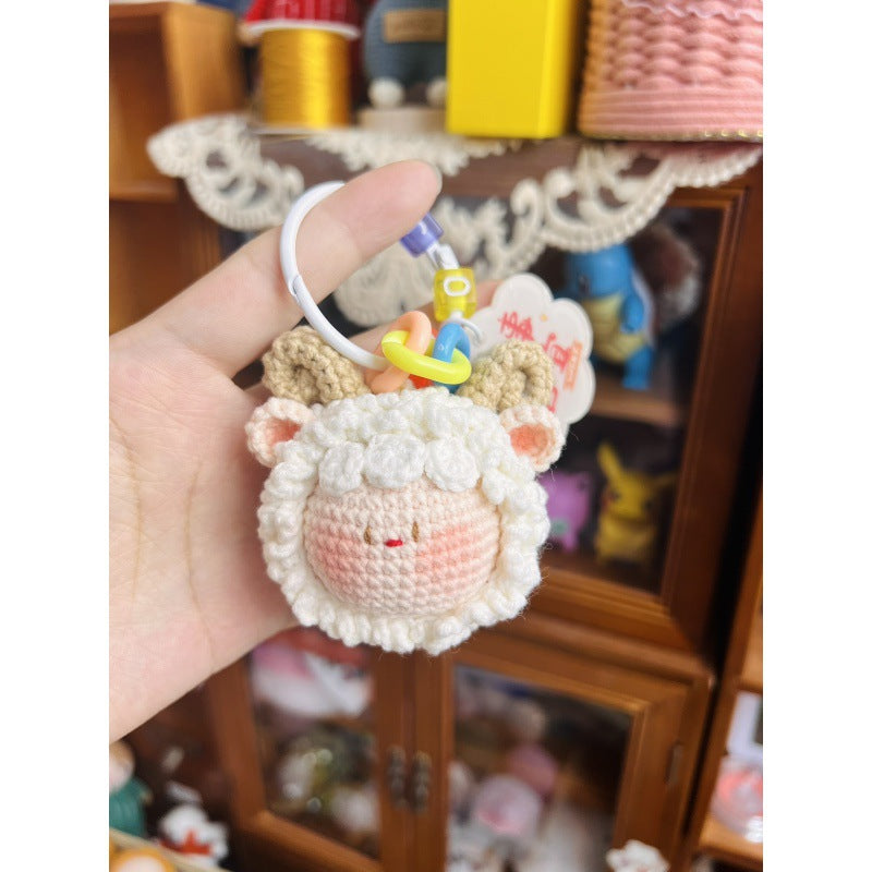 Giftwowo Handmade Yarn Crochet Pom-Pom Doll, Finished Soft and Cute DIY Keychain, Personalized Accessories, Adorable Plush Figurine