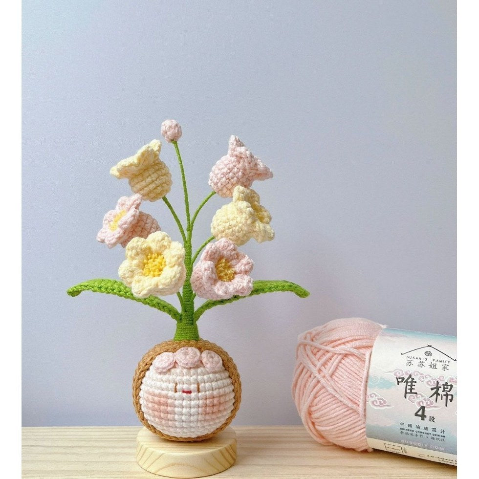 Giftwowo Handmade Yarn Flower Bouquet Dumpling Decoration – Finished DIY Crochet Gift for Teachers, Holiday Gift Idea