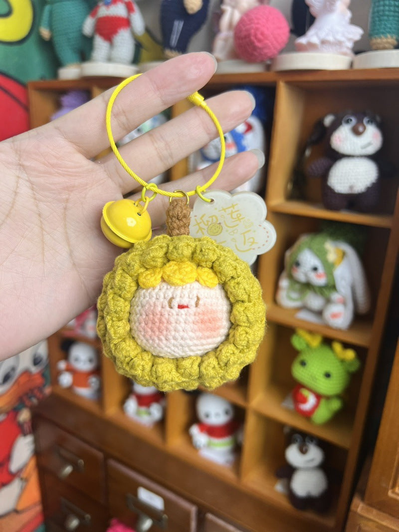 Giftwowo Handmade Yarn Crochet Pom-Pom Doll, Finished Soft and Cute DIY Keychain, Personalized Accessories, Adorable Plush Figurine