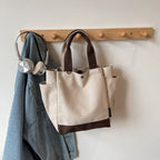 Giftwowo 1PC College Student Shoulder Bag Large-capacity Canvas Commuting Underarm Tote Bag Convenient Practical Shopping Handbag