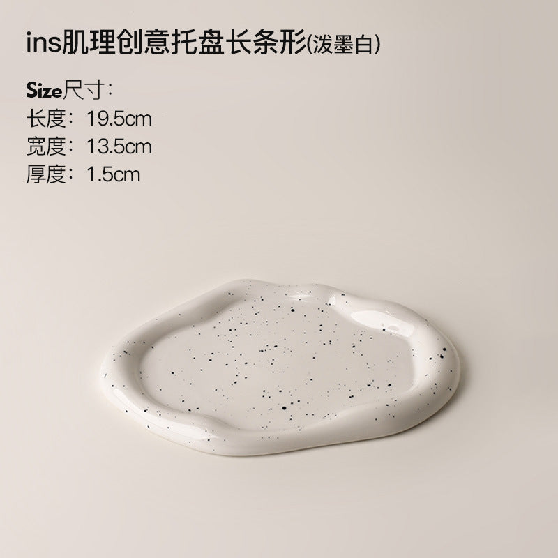 Giftwowo 1PC Ins Silver Ceramic Tray Key Storyage Jewelry Watch Display Decoration Furniture Office Decoration