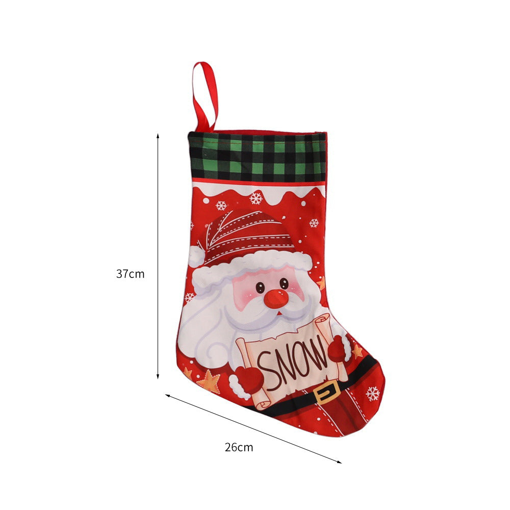 Giftwowo 1PC Cloth Christmas Stockings Multicolor Large Capacity Xmas Decorations Bag Durable DIY Red Fireplace Hanging