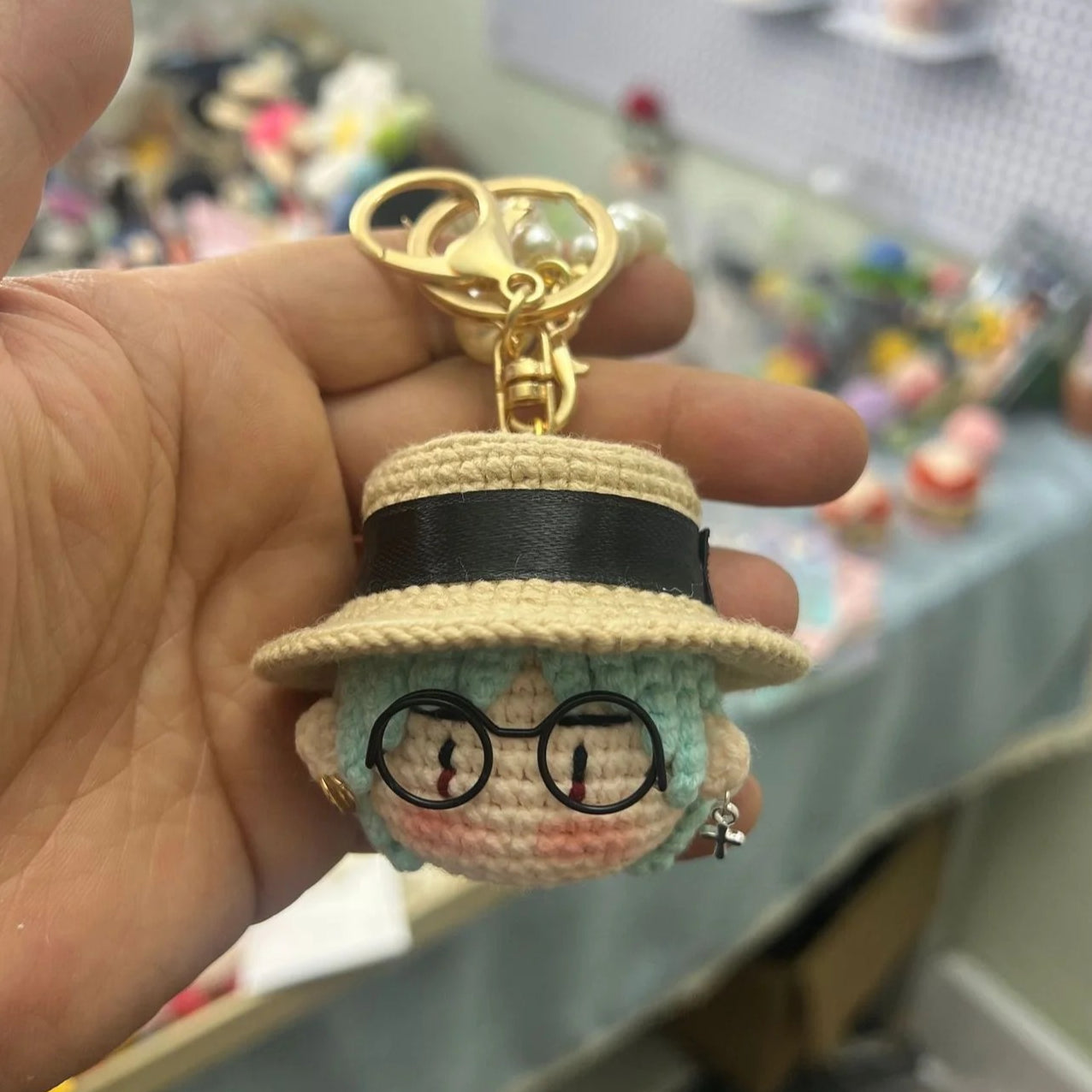 Giftwowo 1PC Handmade Crochet Yarn Doll Keychain, Figurine, Headband, Car Charm, Hair Accessory