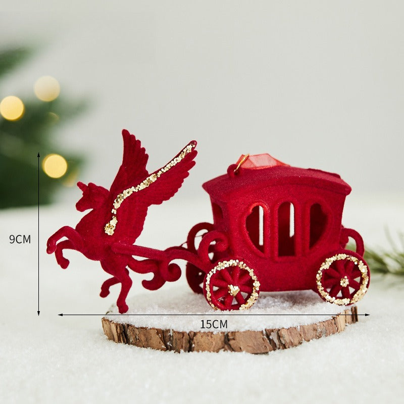 Giftwowo 1PC Wine Red Velvet Christmas Tree Pendant Xmas Tree Holiday Decor Garland Bow Pendant Christmas Festival Gift