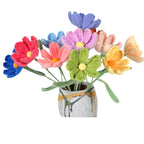 Giftwowo Handmade Yarn Cosmos Flower Bouquet - Faux Crochet Flowers for Home Decor & Creative Desk Ornament, Handmade Yarn Cosmos