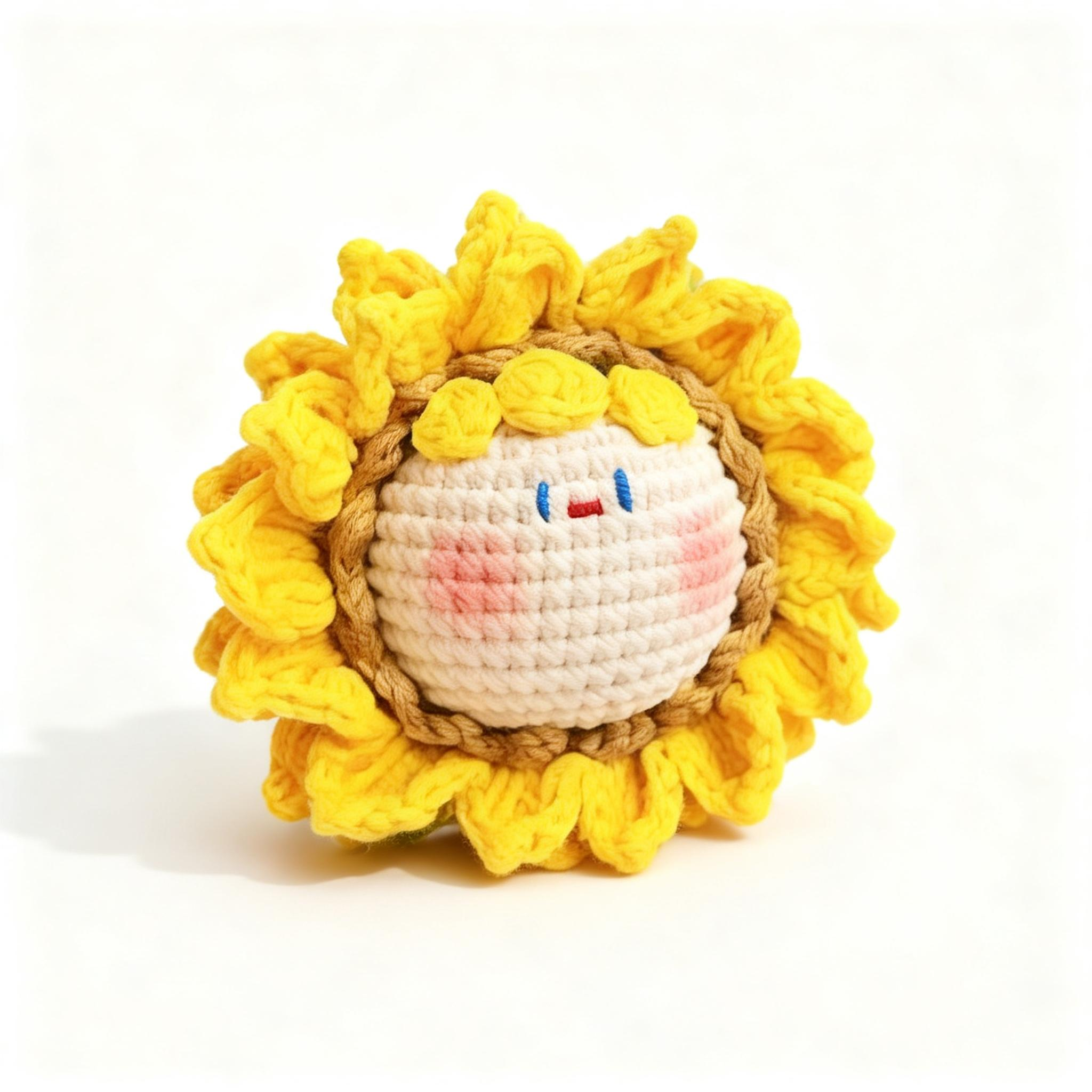 Giftwowo Sunflower Dumpling Keychain – Handmade Yarn Crochet Plush Doll, Blind Box / Blind Bag Plush Ornament, Cute Hanging Figure