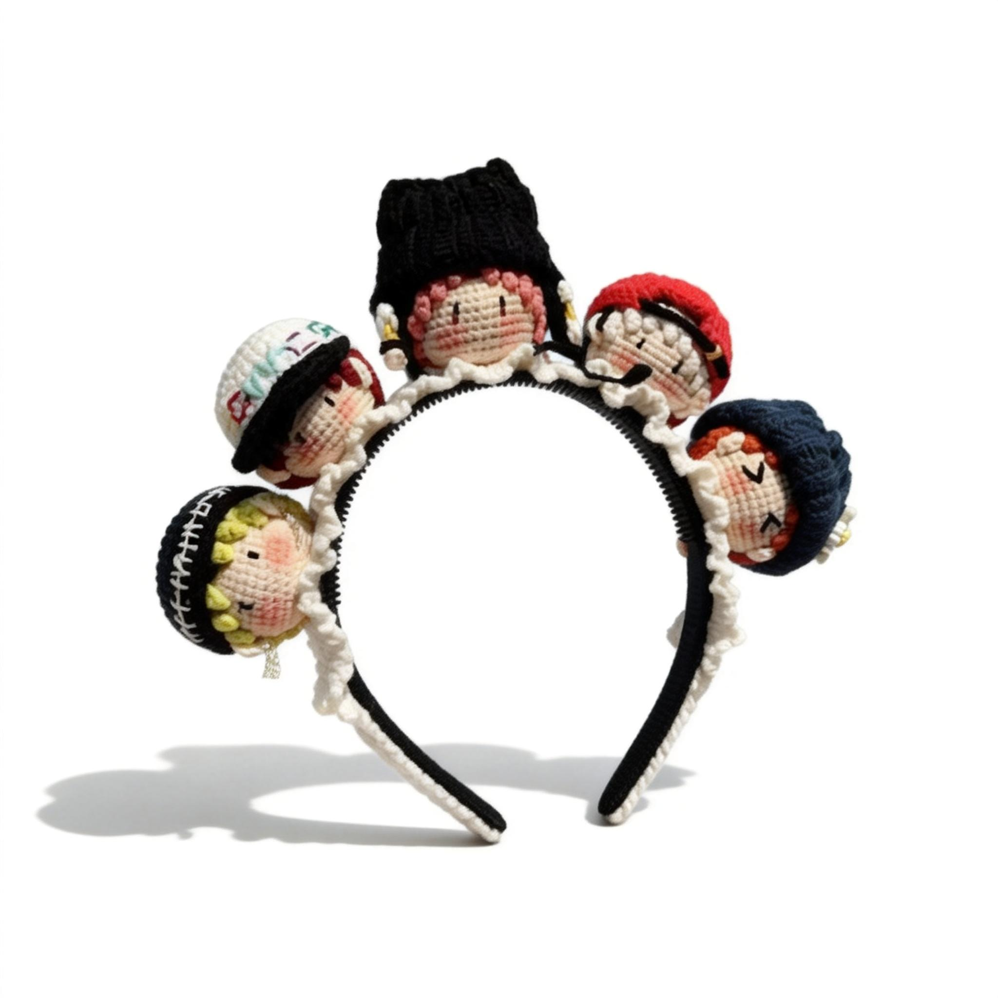 Giftwowo 1PC Handmade Crochet Yarn Doll Keychain, Figurine, Headband, Car Charm, Hair Accessory