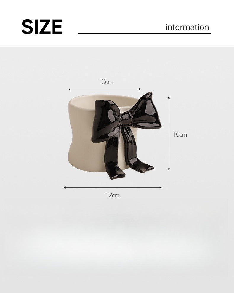 Giftwowo 1PC Lovely Bowknot Decorative Porcelain Cup Exquisite Coffee Mug Dining Table Milk Mugs Afternoon Tea Teacup Juice Cup