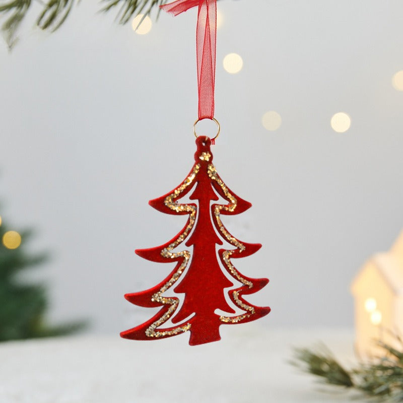 Giftwowo 1PC Wine Red Velvet Christmas Tree Pendant Xmas Tree Holiday Decor Garland Bow Pendant Christmas Festival Gift