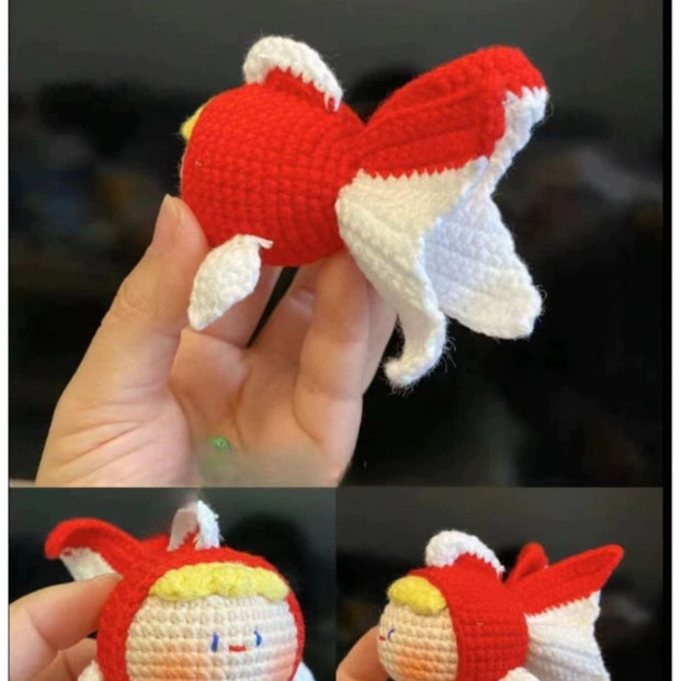 Giftwowo Pom-Pom Yarn Crochet Doll, Handmade Cute and Unique Accessory, DIY Adorable Ornament