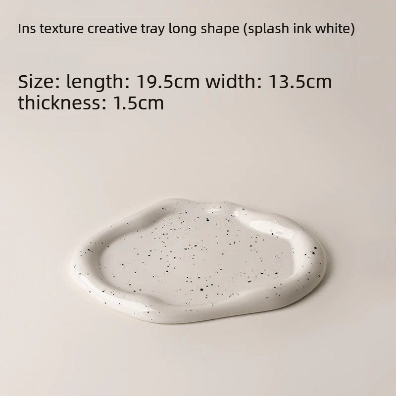 Giftwowo 1PC Ins Silver Ceramic Tray Key Storyage Jewelry Watch Display Decoration Furniture Office Decoration