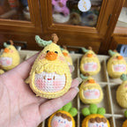 Giftwowo Handmade Yarn Crochet Duck Pear Dumpling Plush Keychain – Finished Cute Couple Keyring, Unique Gift for Lovers
