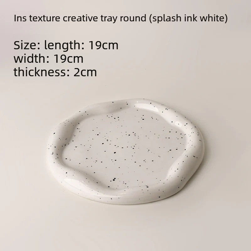 Giftwowo 1PC Ins Silver Ceramic Tray Key Storyage Jewelry Watch Display Decoration Furniture Office Decoration