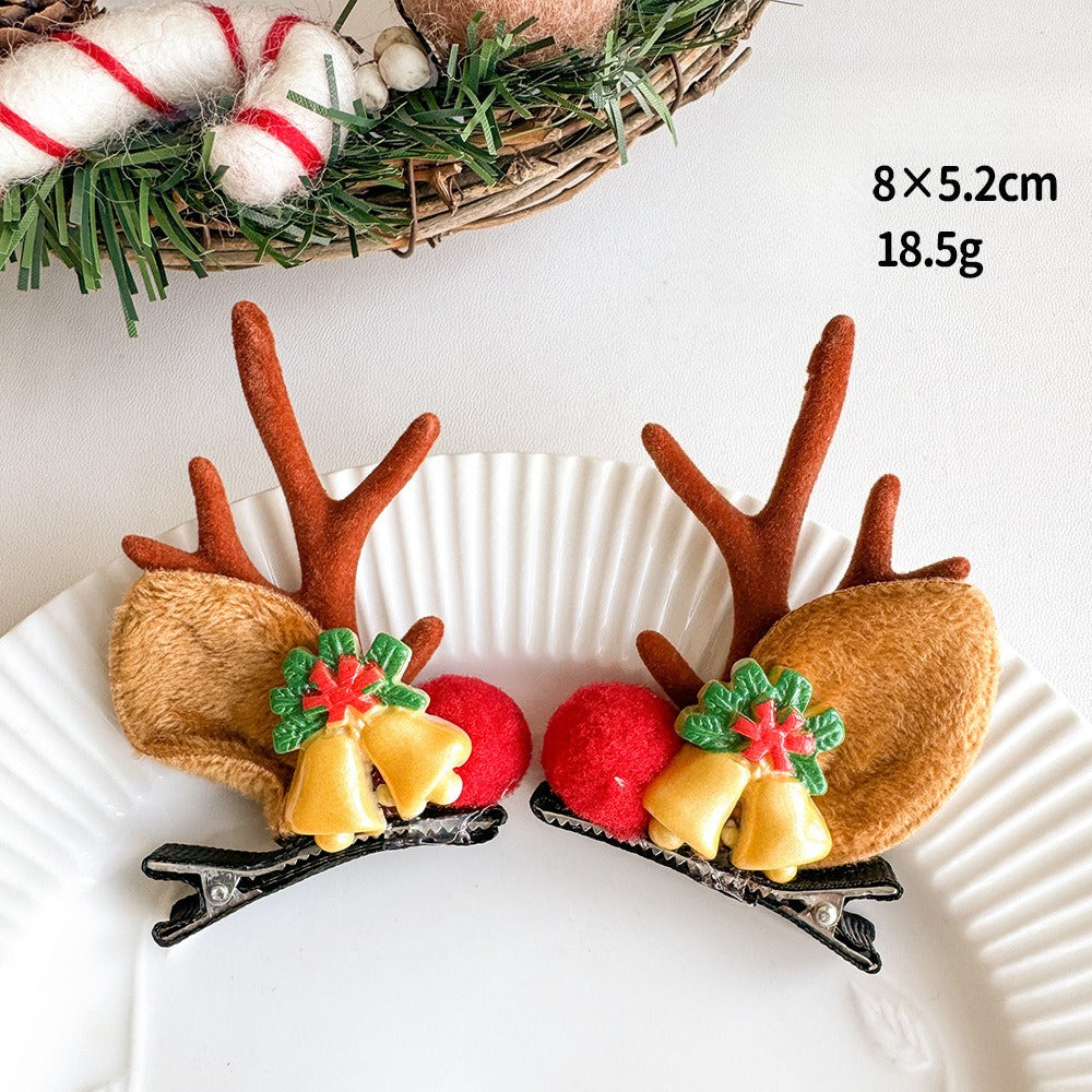 Giftwowo 1PC Cute Christmas Reindeer Antler Hair Clip – Cartoon Faux Deer Antlers for Kids, Magical and Sweet Christmas Headpiece