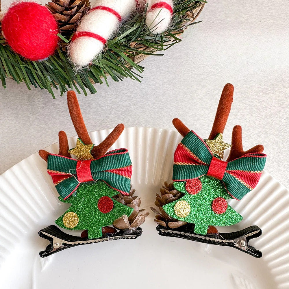 Giftwowo 1PC Cute Christmas Reindeer Antler Hair Clip – Cartoon Faux Deer Antlers for Kids, Magical and Sweet Christmas Headpiece