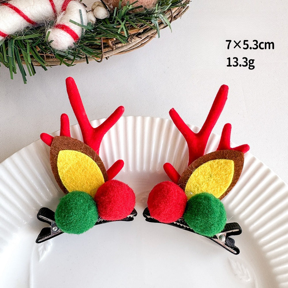 Giftwowo 1PC Cute Christmas Reindeer Antler Hair Clip – Cartoon Faux Deer Antlers for Kids, Magical and Sweet Christmas Headpiece