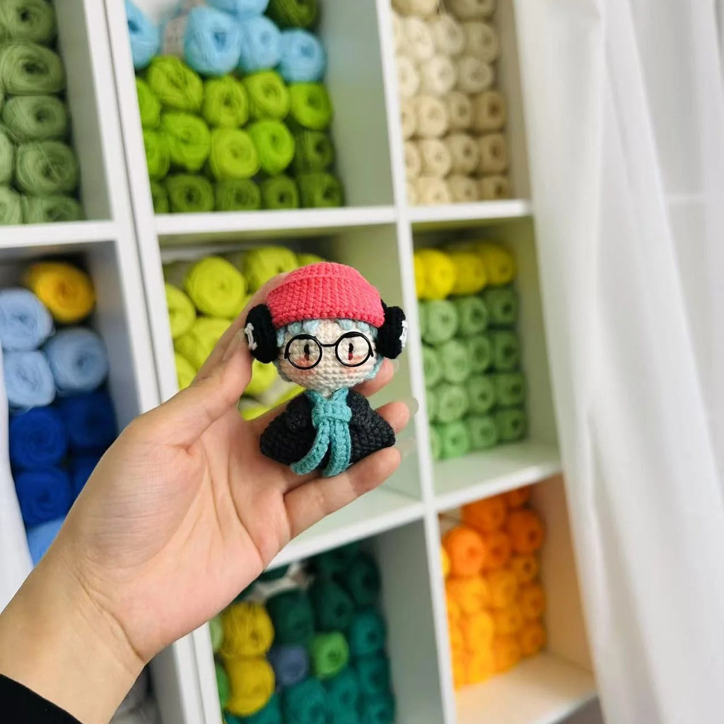 Giftwowo 1PC Handmade Crochet Yarn Doll Keychain, Figurine, Headband, Car Charm, Hair Accessory