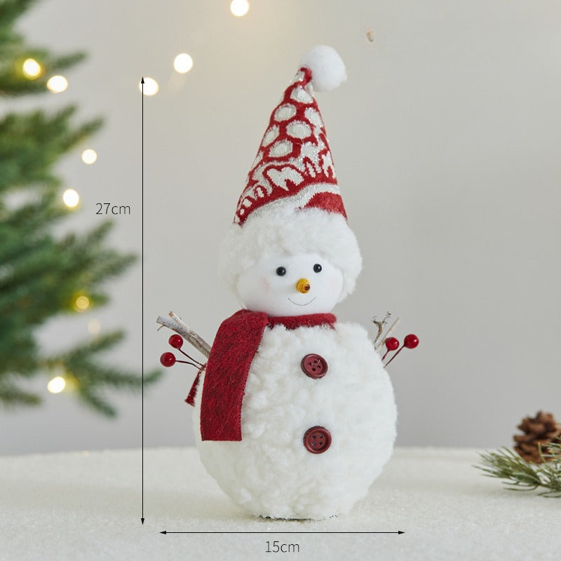 Giftwowo 1PC Christmas Snowman Decorations Cute Plush Gift Ornaments Desktop Holiday Cartoon Doll Fabric Pendant New Year Gift