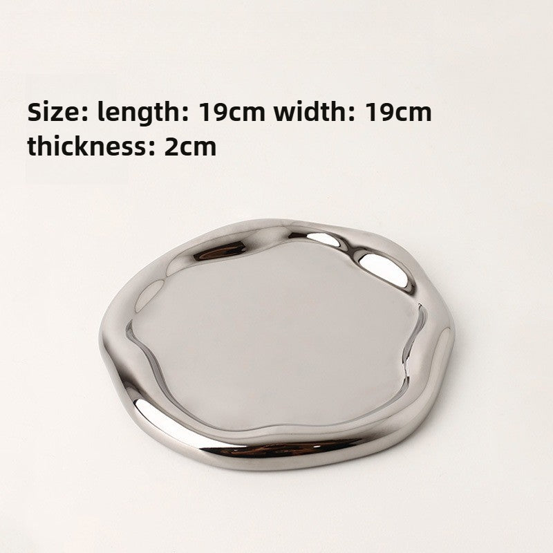 Giftwowo 1PC Ins Silver Ceramic Tray Key Storyage Jewelry Watch Display Decoration Furniture Office Decoration