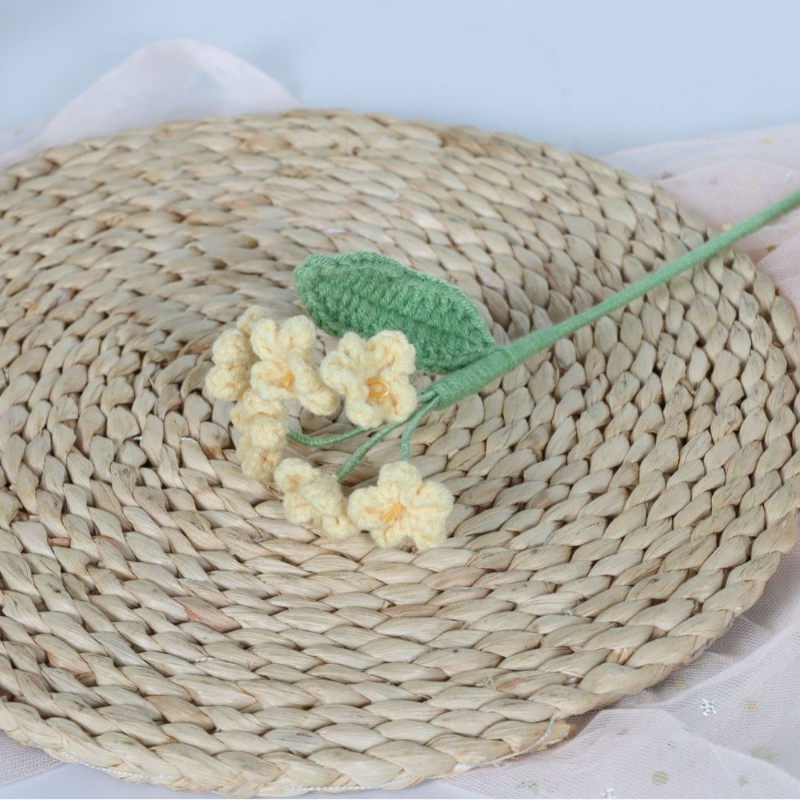 Giftwowo 1PC Forget-Me-Not Yarn Flowers – Handmade Crochet Faux Flowers, Perfect for Valentine's Day & Birthday Gifts