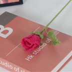 Giftwowo 1PC Handcrafted Yarn Flower Bouquet – Ready-to-Display Faux Eustoma Flowers, Crochet Floral Arrangement for Home Décor, Birthday Gift