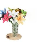 Giftwowo 1PC Lily Yarn Flower – Single Stem Crochet Faux Flower Bouquet, Perfect for Valentine's Day Favors, Handmade Yarn Flower