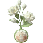 Giftwowo Finished Knitted Crochet Flower Pom-Pom Ornament, Handmade Unique Gift for Valentine's Day and Teacher's Day