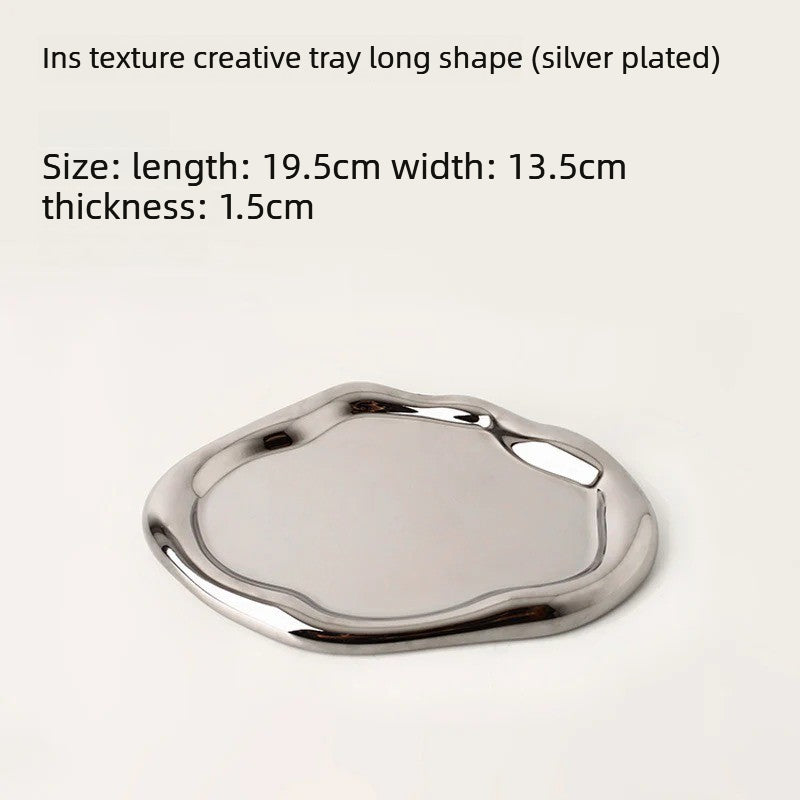 Giftwowo 1PC Ins Silver Ceramic Tray Key Storyage Jewelry Watch Display Decoration Furniture Office Decoration